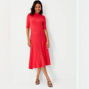 Petite Mock Neck Pleated Sweater Dress